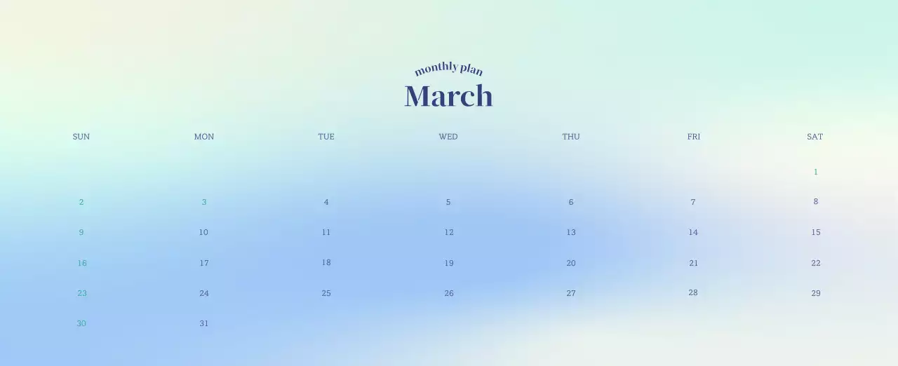 Gradient Minimalist Calendar