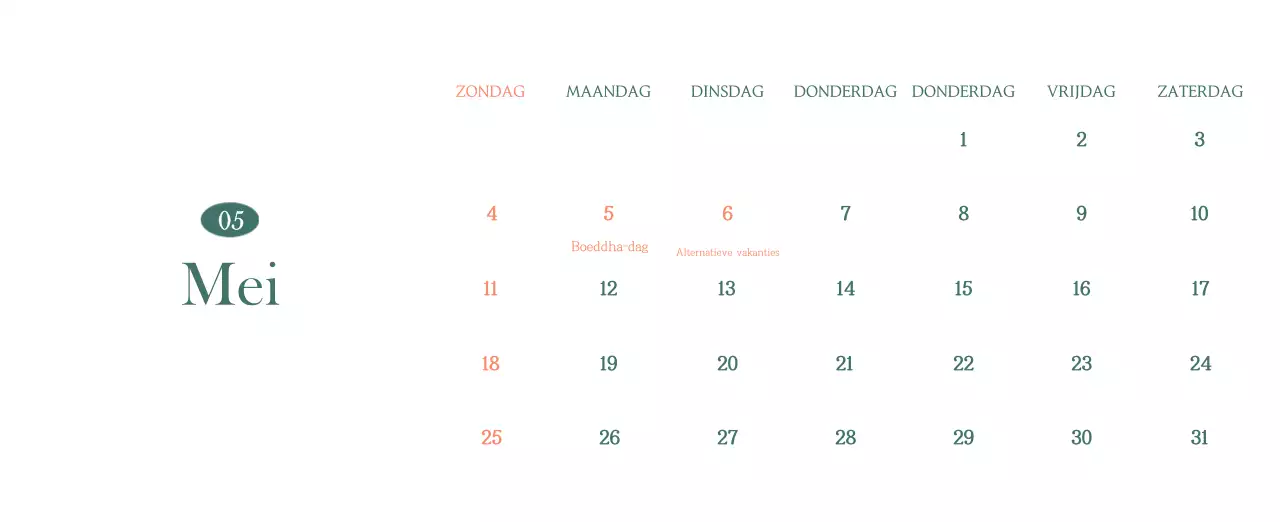 Een moderne cafékalender met aanbevelingen voor de drank van de maand