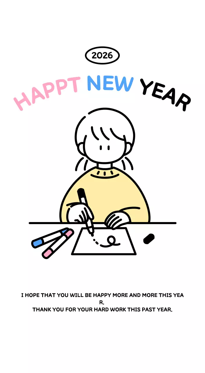 Illustrated calendar with a cute line style