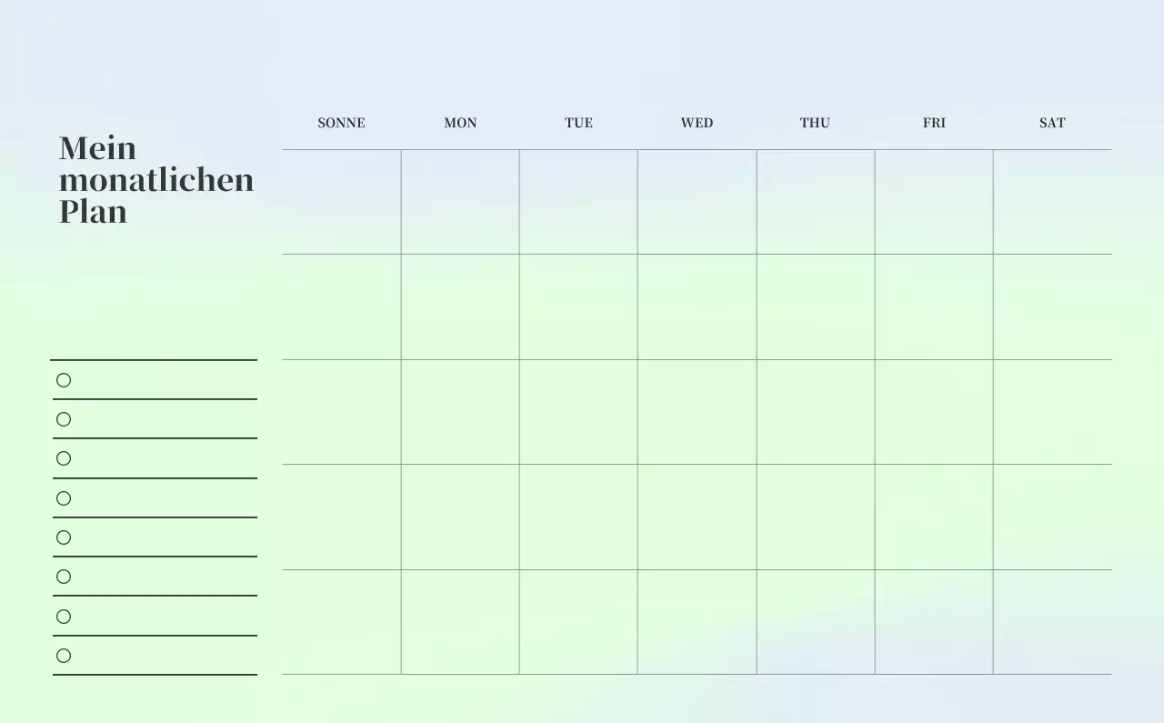 Minimalistischer Kalender mit Farbverlauf