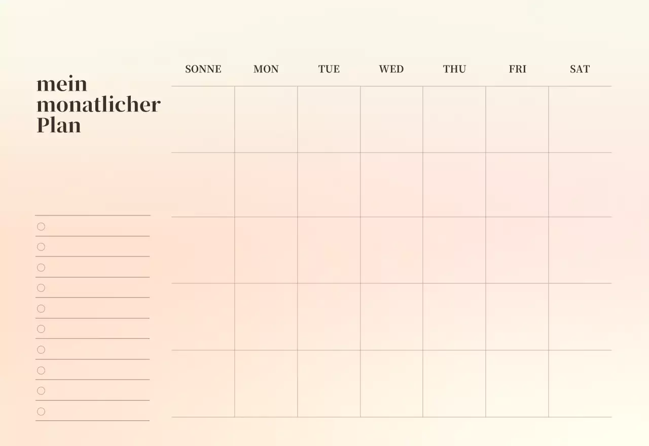 Minimalistischer Kalender mit Farbverlauf