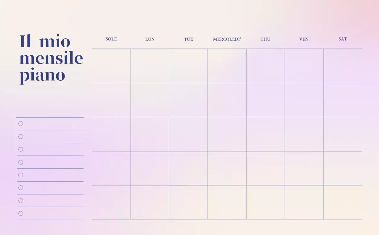 Calendario minimalista a gradi