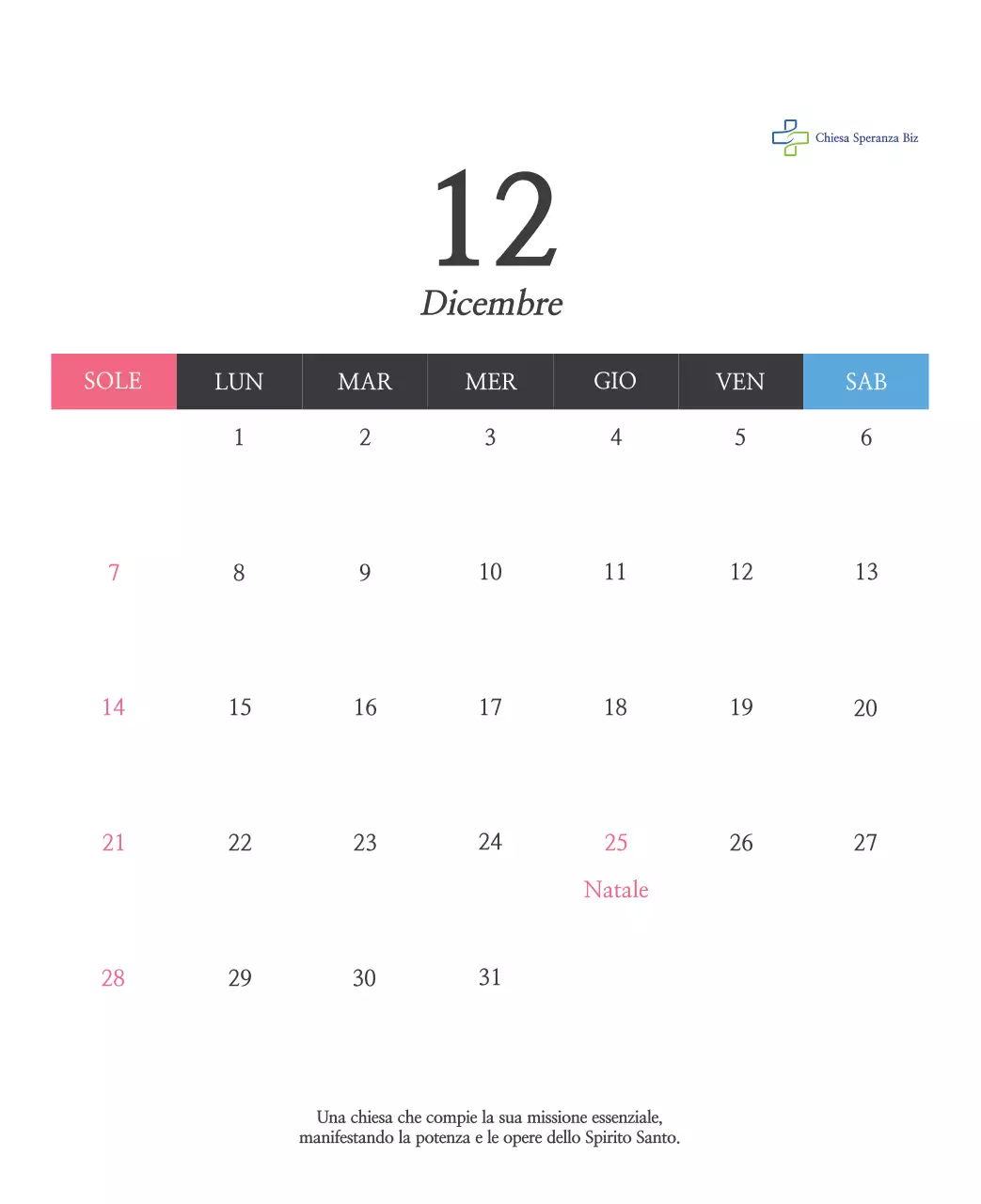 Promozione della chiesa biblica in calligrafia semplice