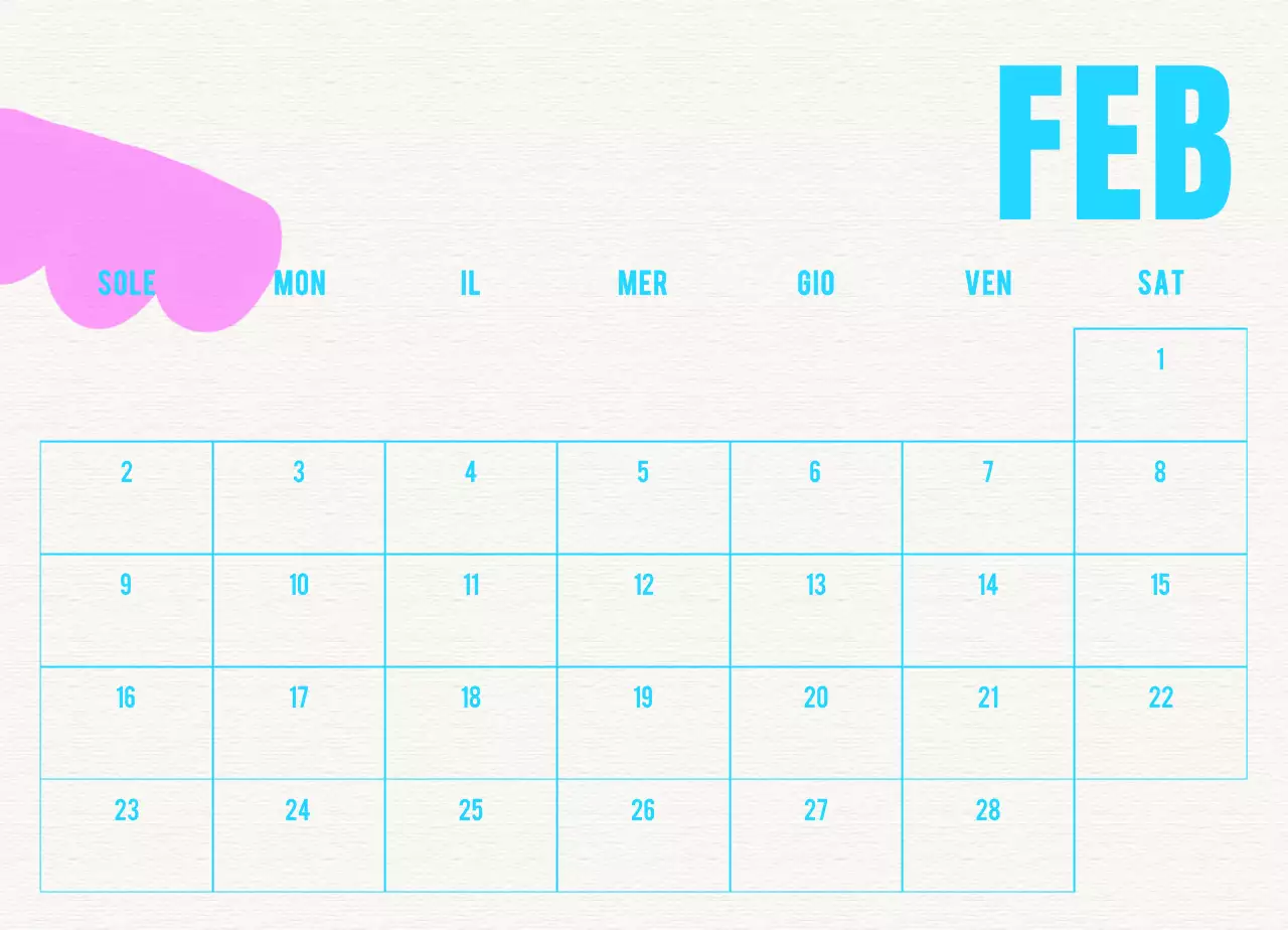 Calendario vintage blu