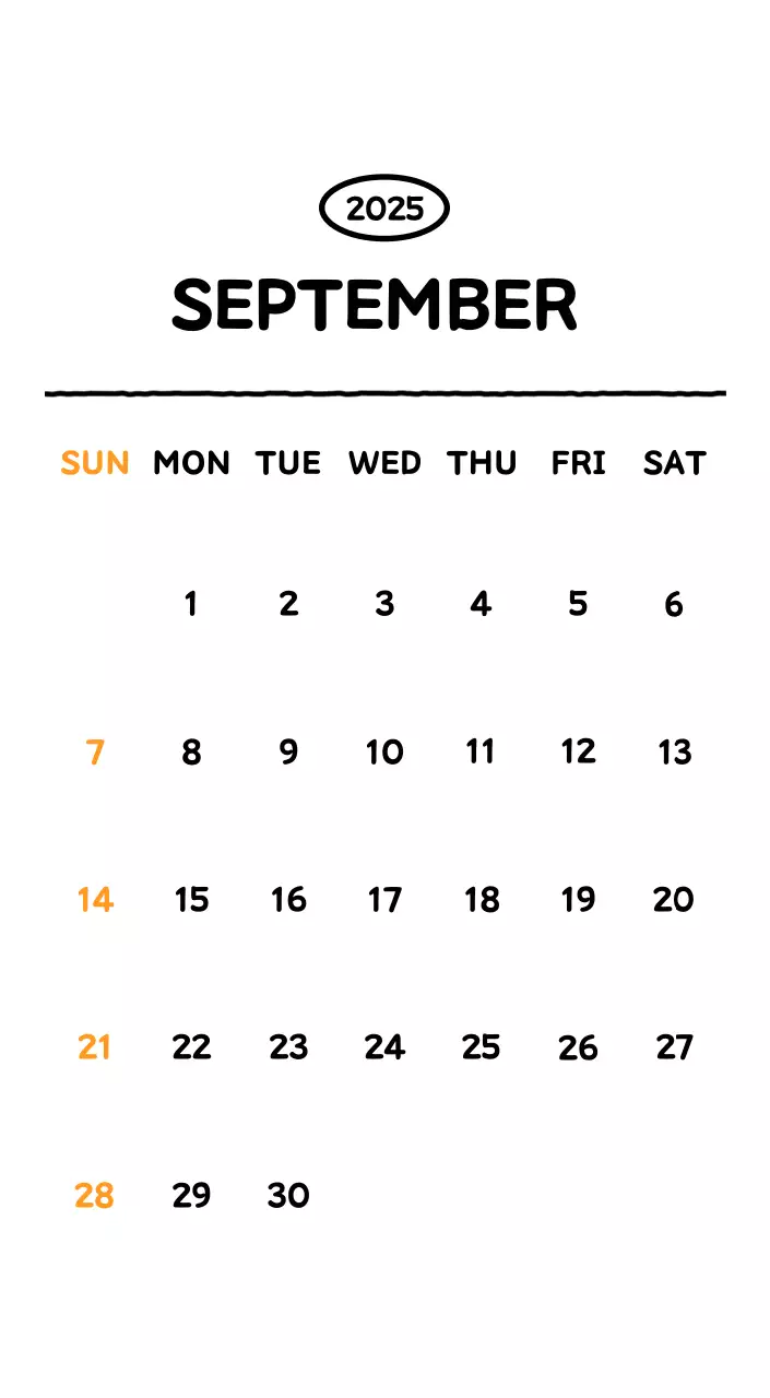 Illustrated calendar with a cute line style