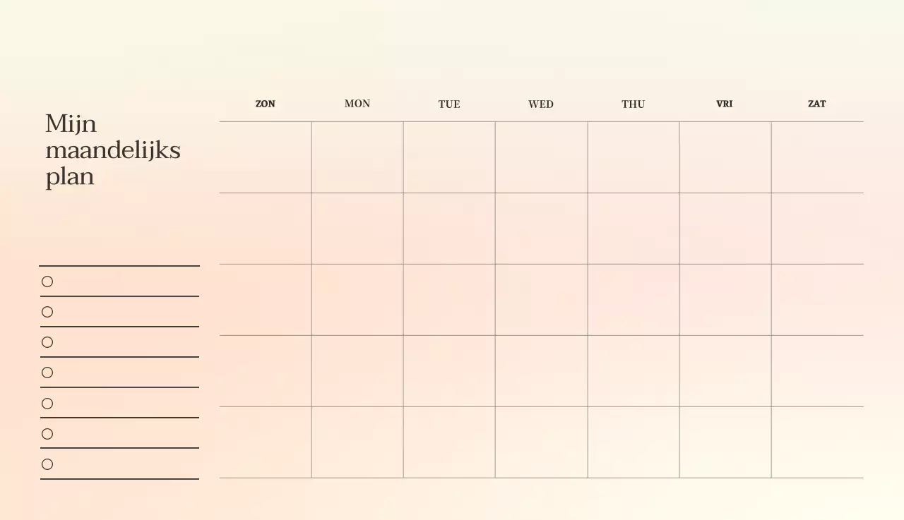 Minimalistische kalender met kleurverloop