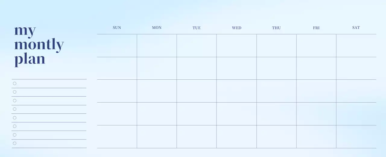 Gradient Minimalist Calendar