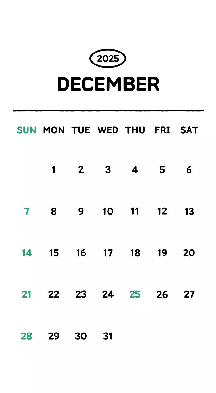 Illustrated calendar with a cute line style