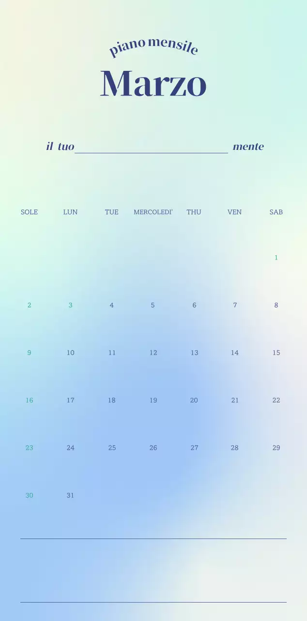 Calendario minimalista a gradi