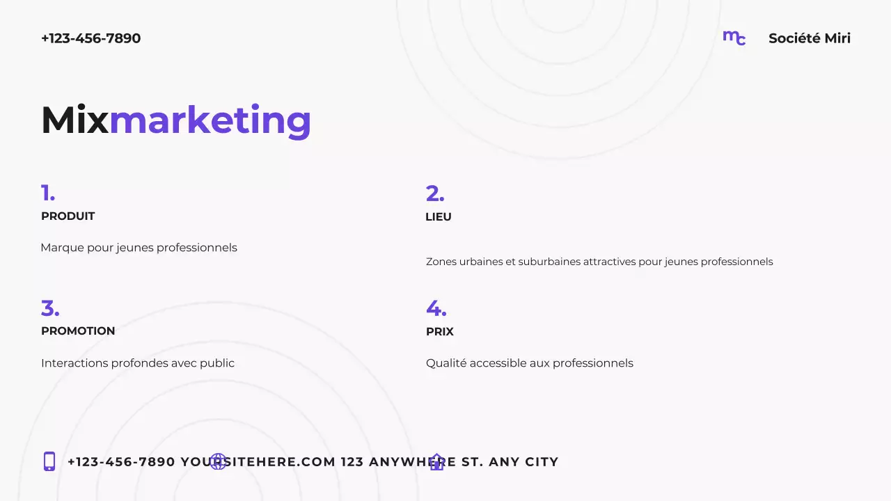 Plan marketing moderne violet