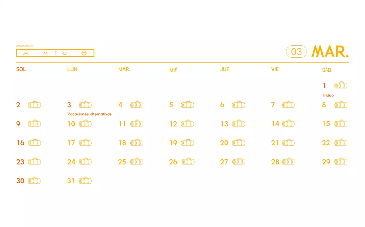 Calendario promocional de yoga minimalista naranja