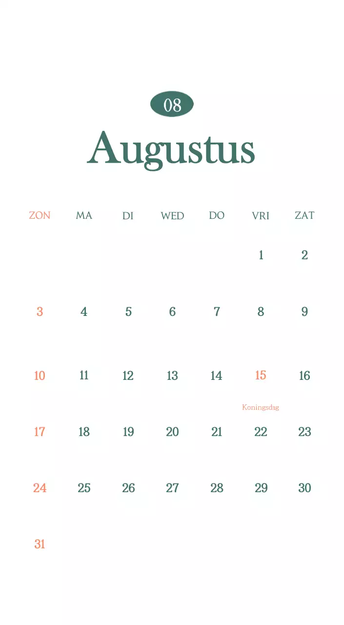 Een moderne cafékalender met aanbevelingen voor de drank van de maand