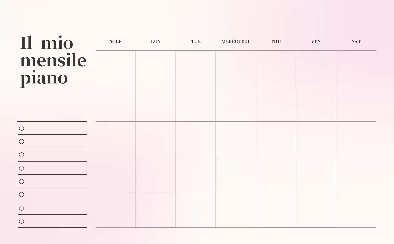 Calendario minimalista a gradi