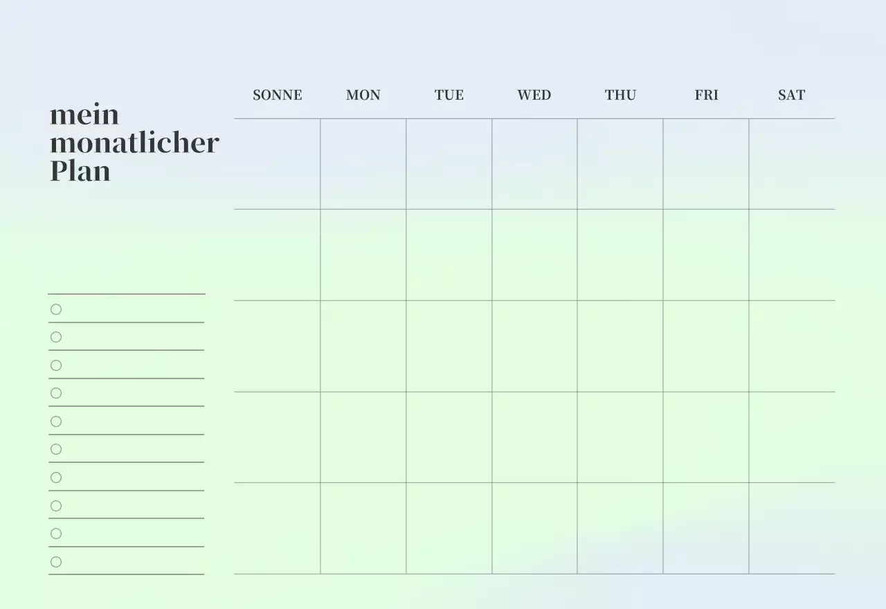 Minimalistischer Kalender mit Farbverlauf