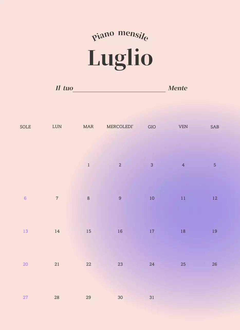 Calendario minimalista a gradi