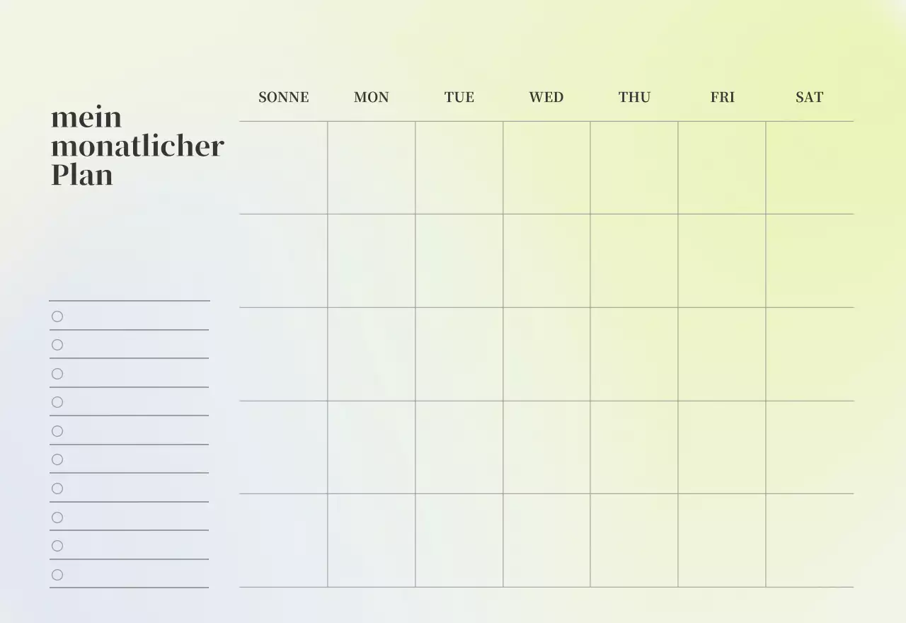 Minimalistischer Kalender mit Farbverlauf