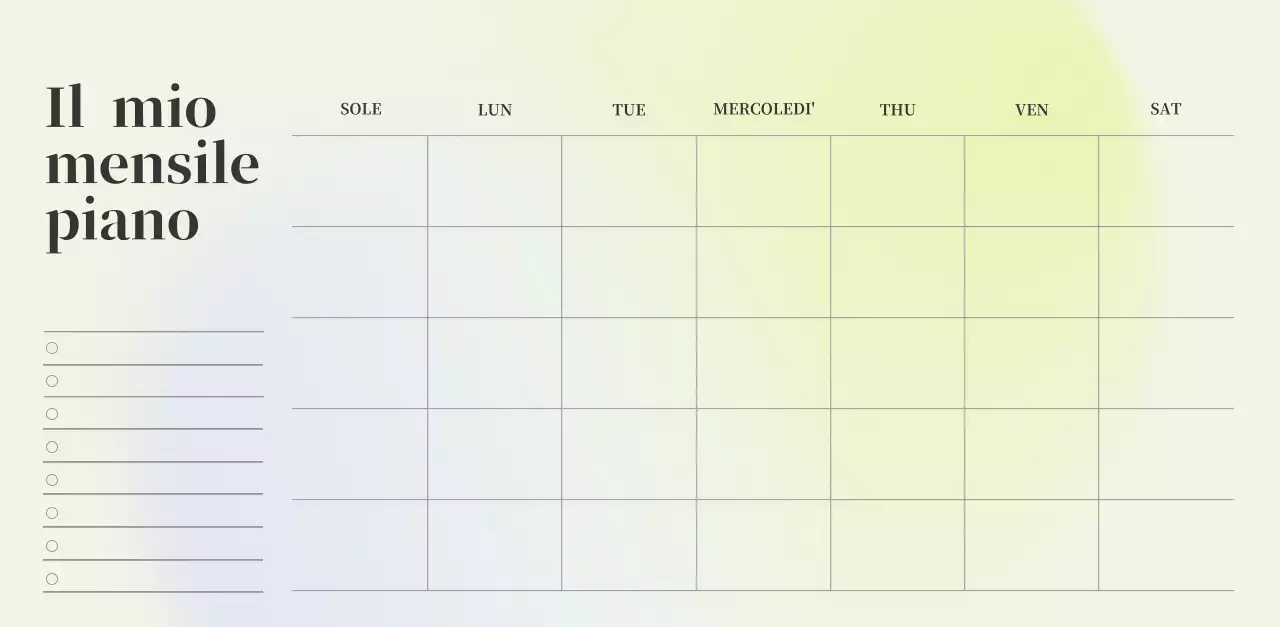 Calendario minimalista a gradi