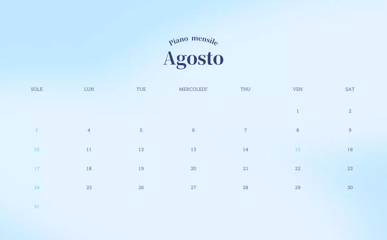 Calendario minimalista a gradi