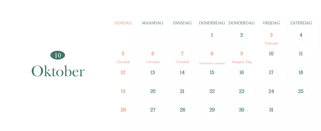 Een moderne cafékalender met aanbevelingen voor de drank van de maand