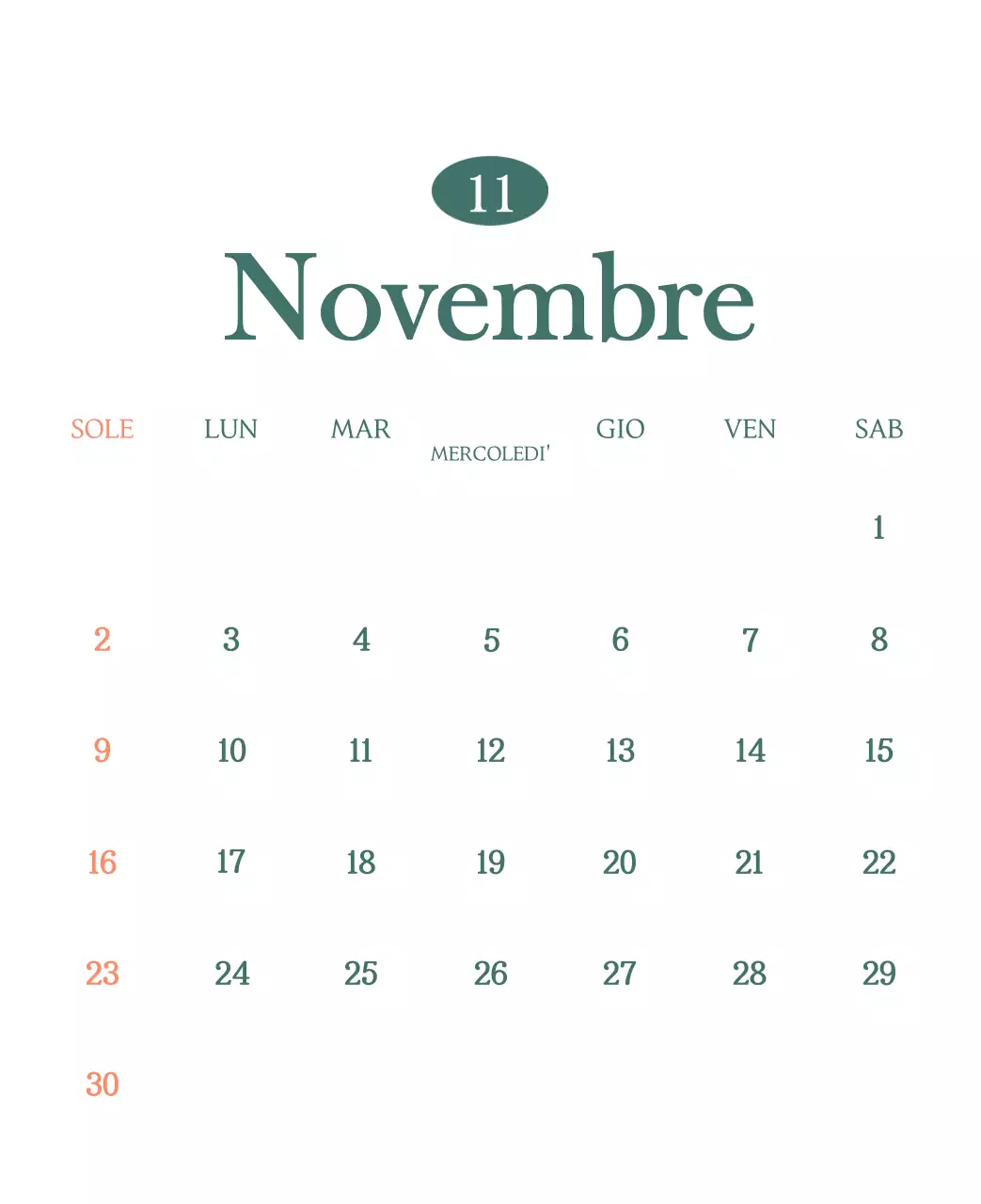 Un moderno calendario dei caffè con i consigli per la bevanda del mese