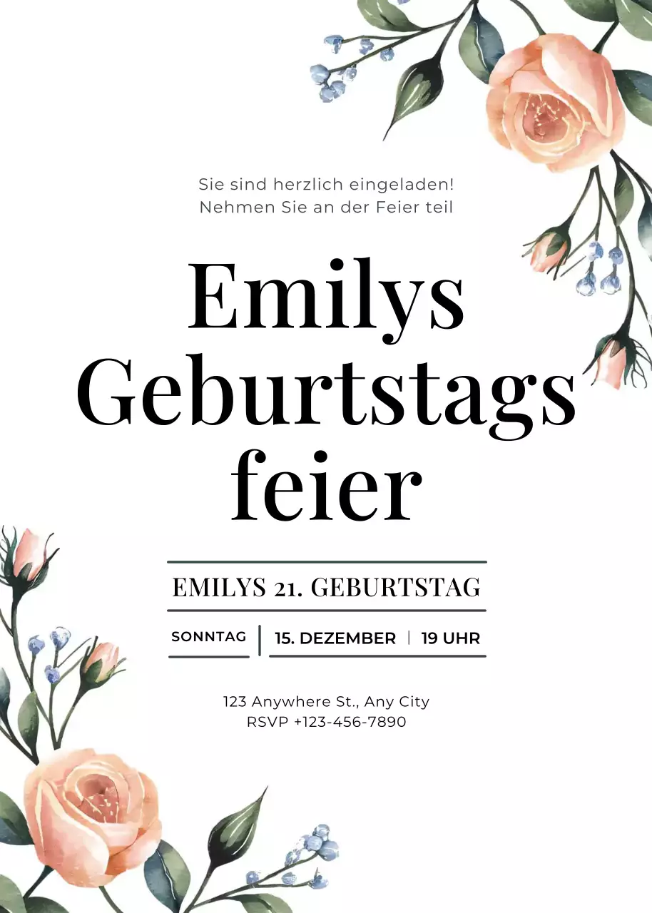 Weiß Orange Geburtstag Einladung eleganten Stil