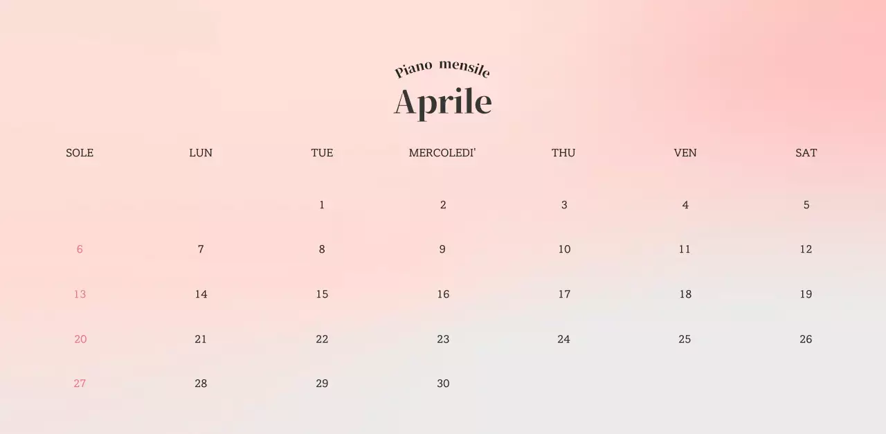 Calendario minimalista a gradi