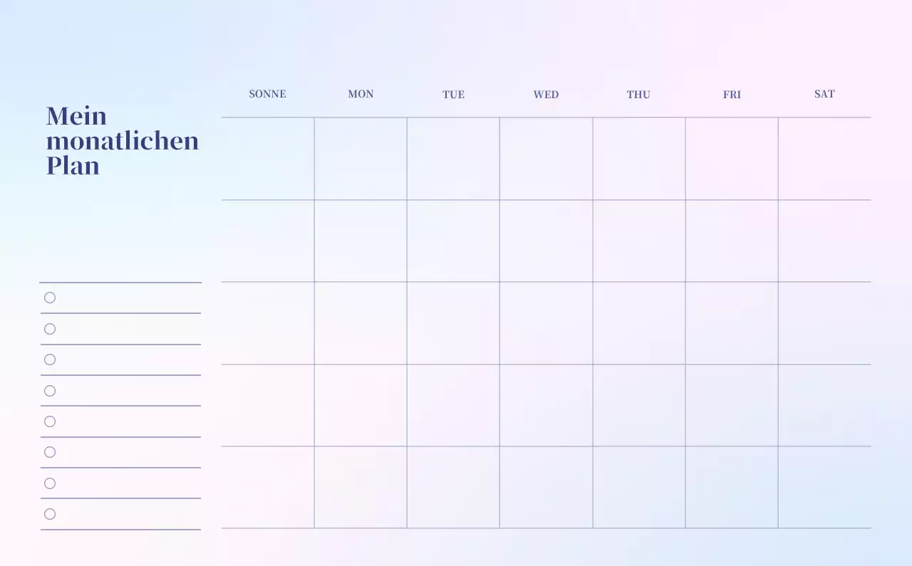 Minimalistischer Kalender mit Farbverlauf