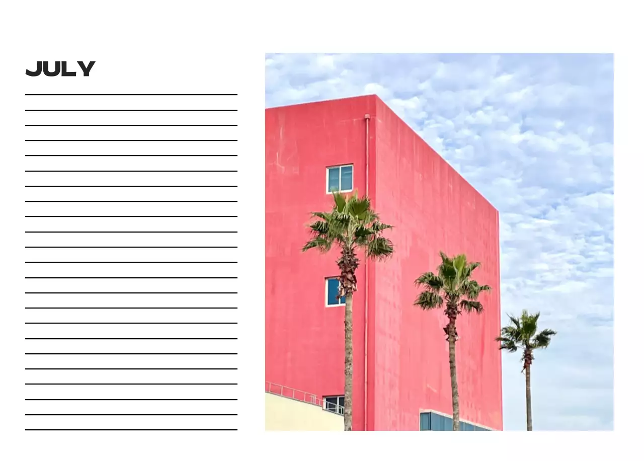 Sky photo clean calendar