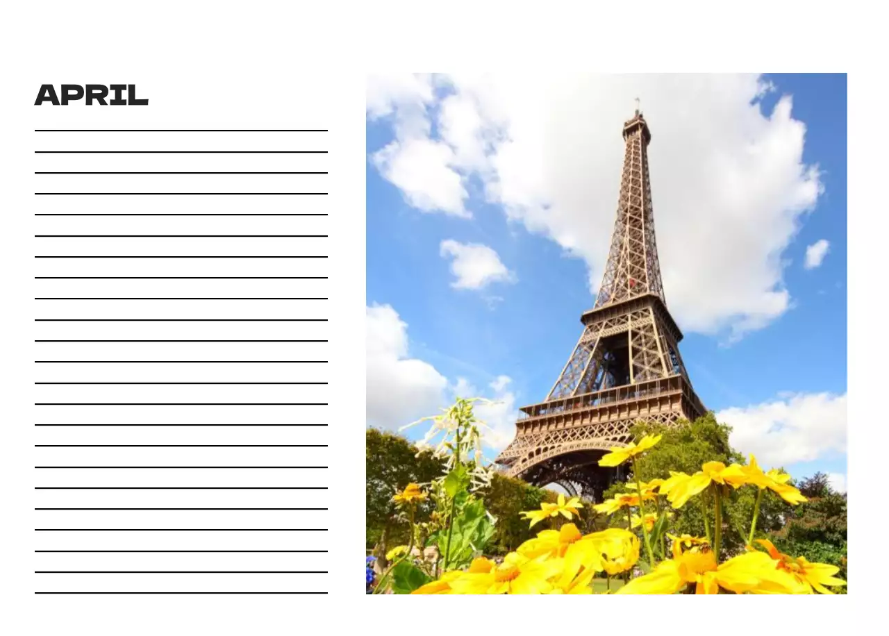 Sky photo clean calendar