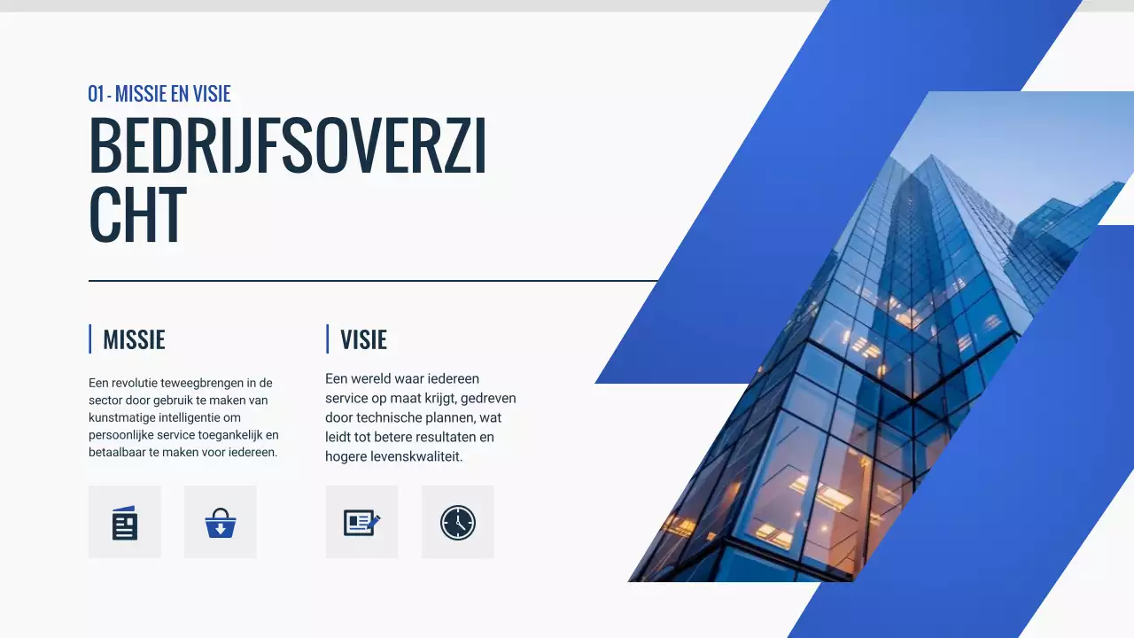 blauw modern pitch deck document