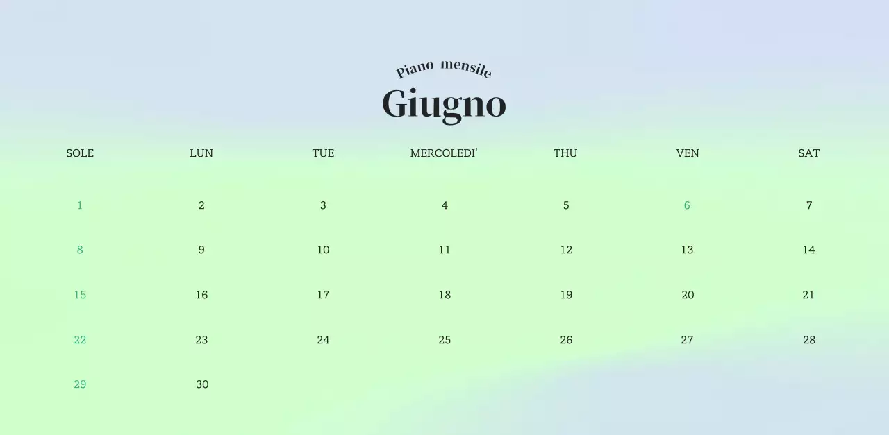 Calendario minimalista a gradi