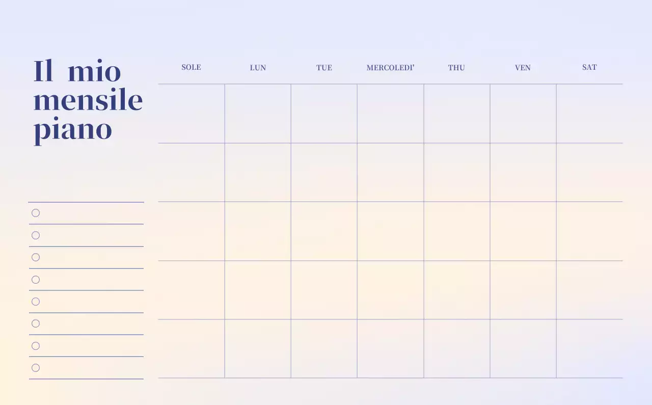 Calendario minimalista a gradi