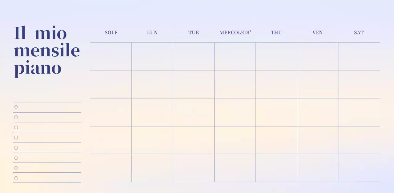 Calendario minimalista a gradi