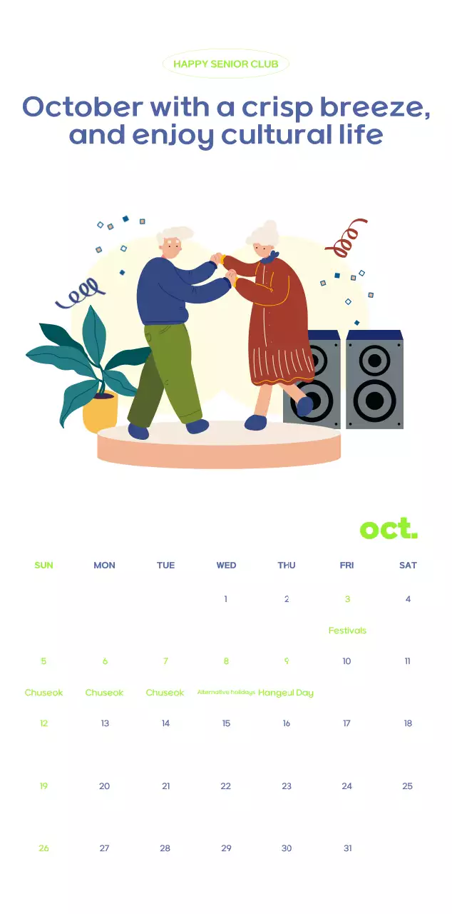 Business calendar with cute illustrations