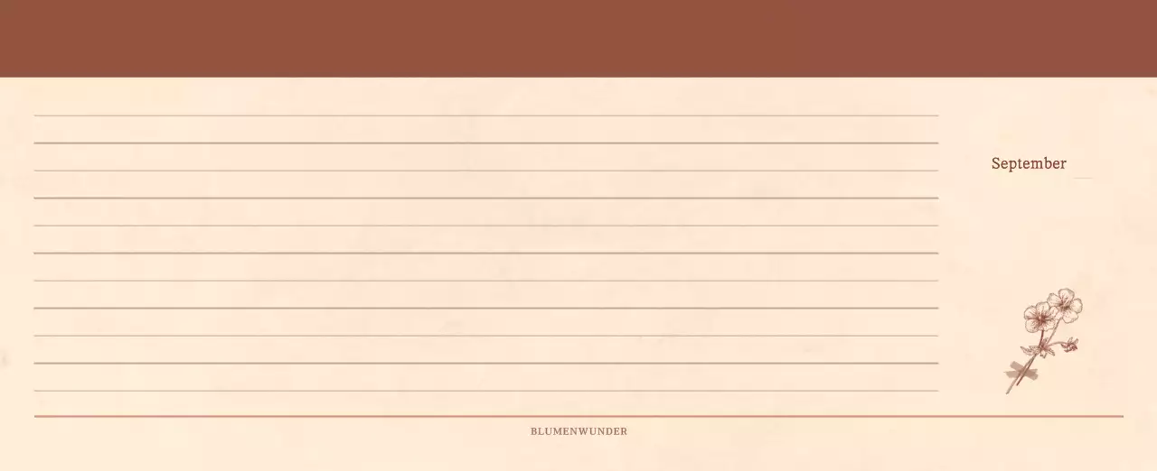 Ein sentimentaler Blumenkalender in hellbraunem und braunem Wollpapierkonzept