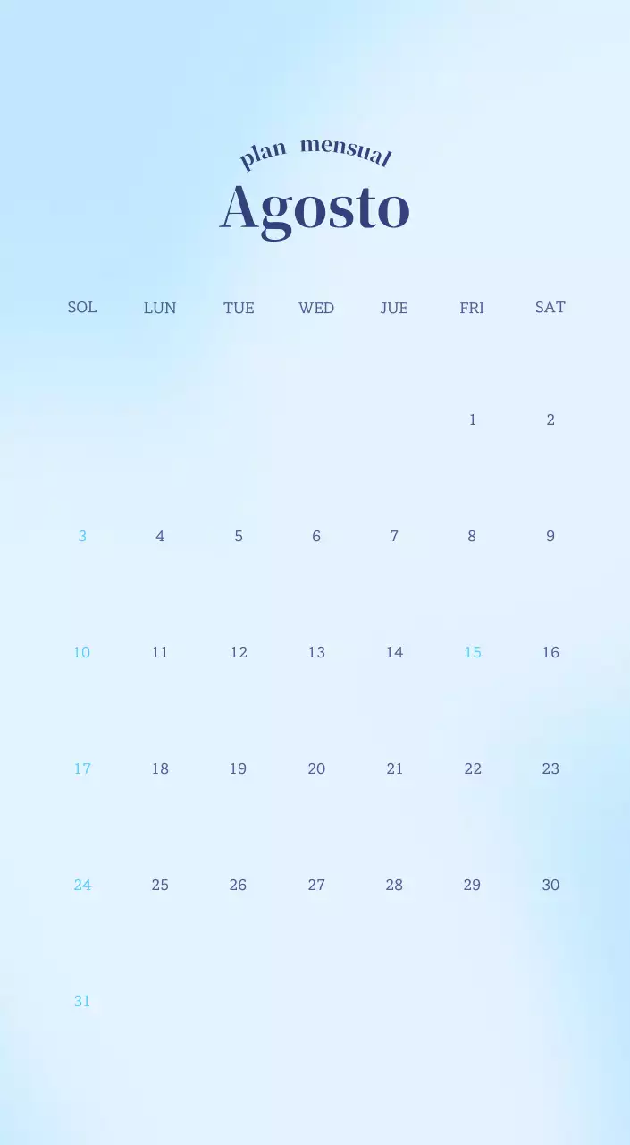 Calendario minimalista degradado
