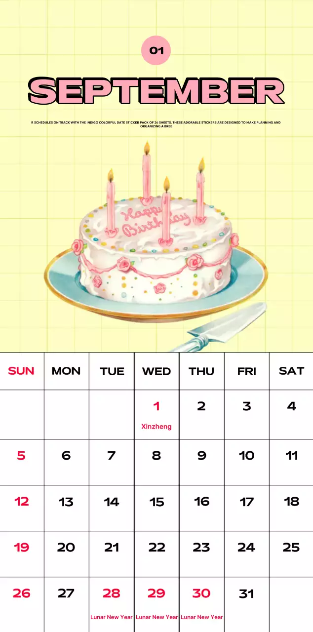 Colorful calendars with a variety of retro illustrations