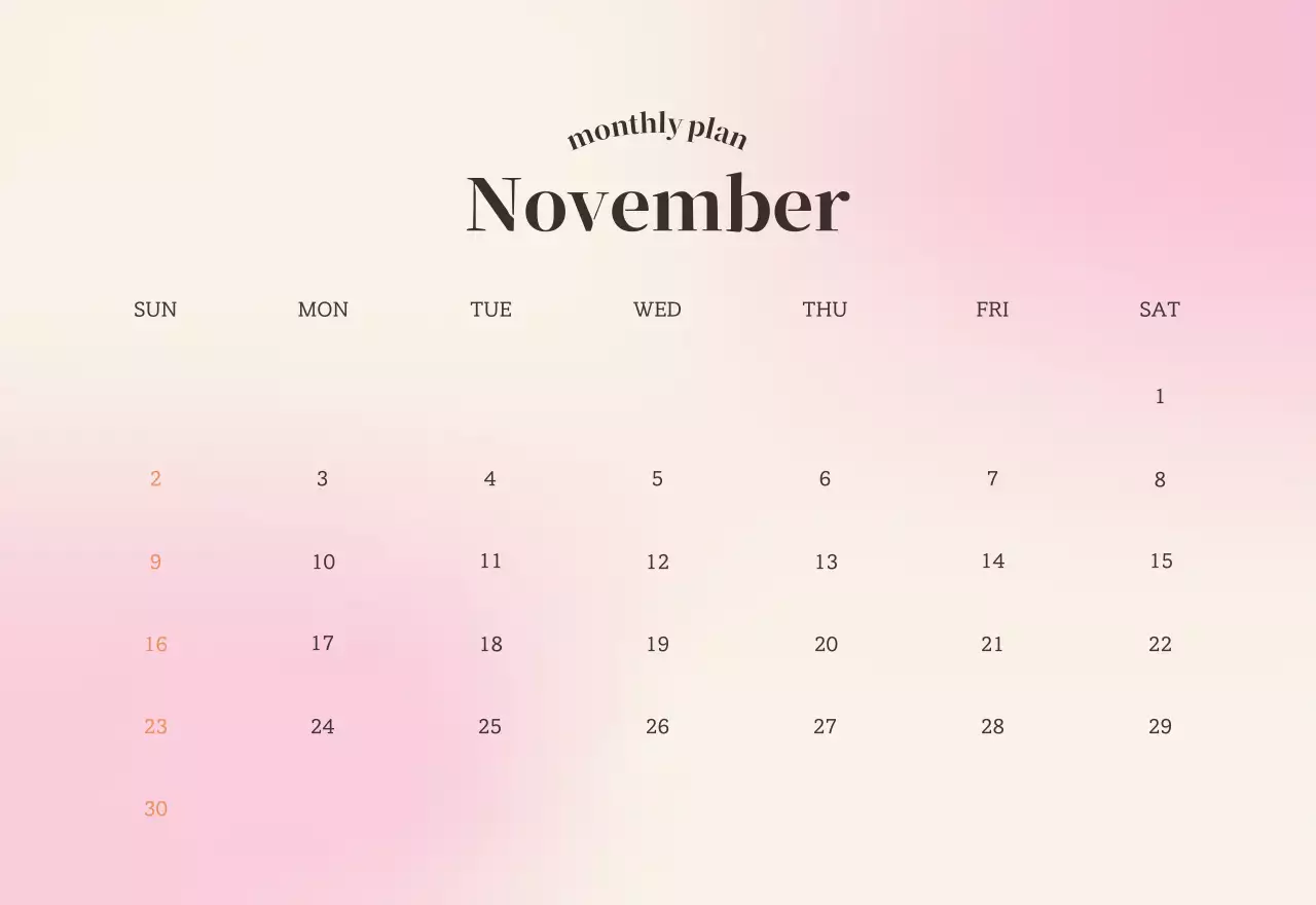 Gradient Minimalist Calendar