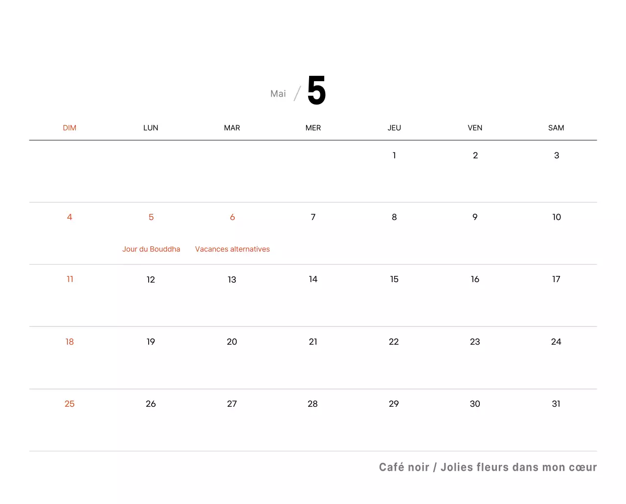 Calendrier de bureau photo simple pour les cafés dans les tons blancs