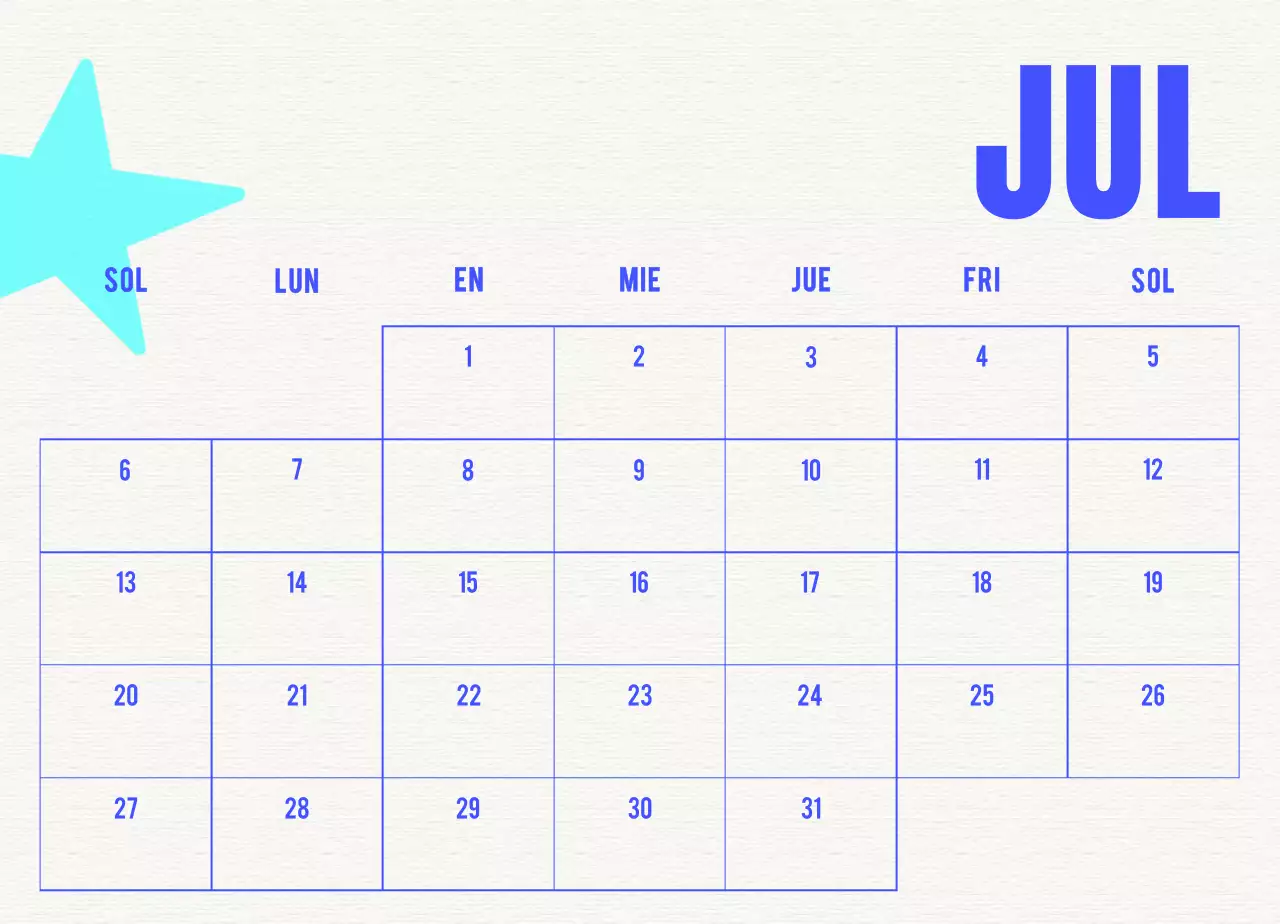 Calendario vintage azul