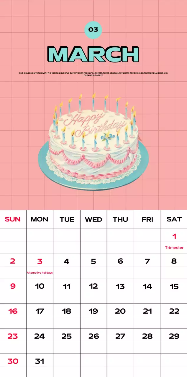 Colorful calendars with a variety of retro illustrations