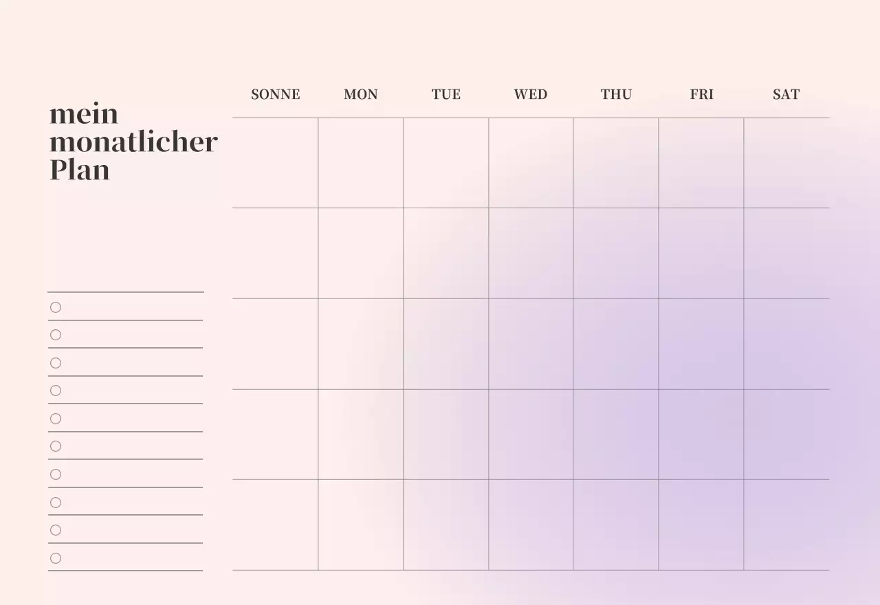 Minimalistischer Kalender mit Farbverlauf