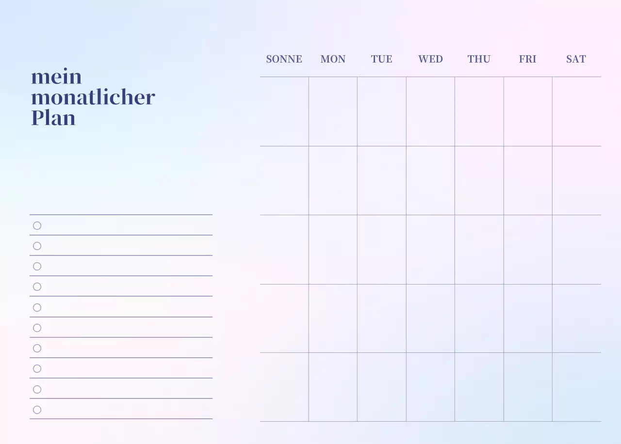Minimalistischer Kalender mit Farbverlauf