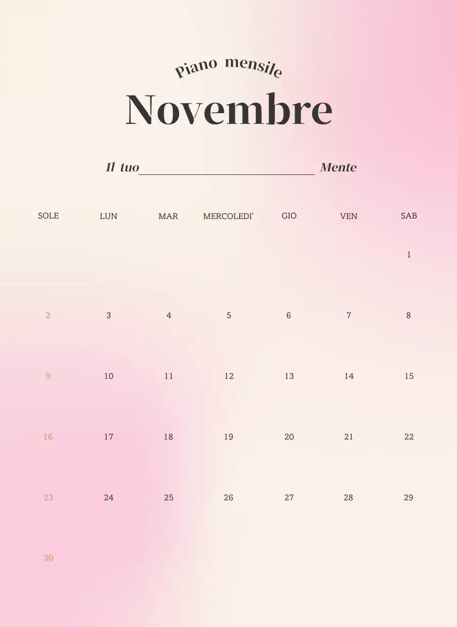 Calendario minimalista a gradi