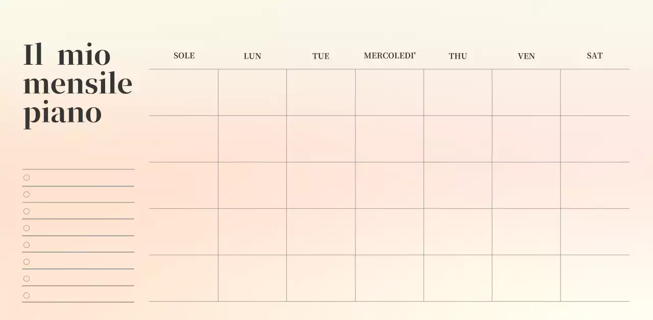 Calendario minimalista a gradi
