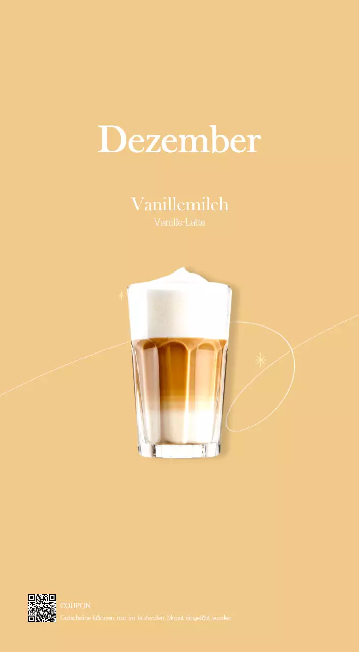 Ein moderner Café-Kalender mit Empfehlungen für das Getränk des Monats