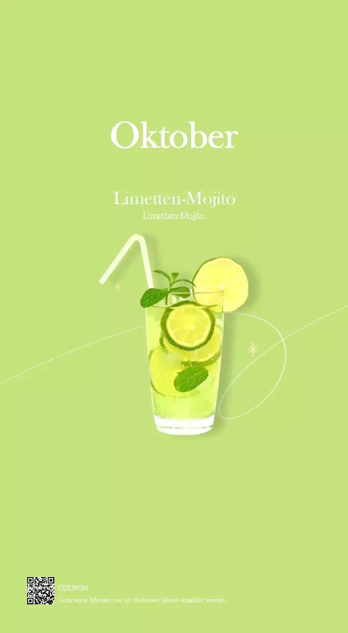 Ein moderner Café-Kalender mit Empfehlungen für das Getränk des Monats