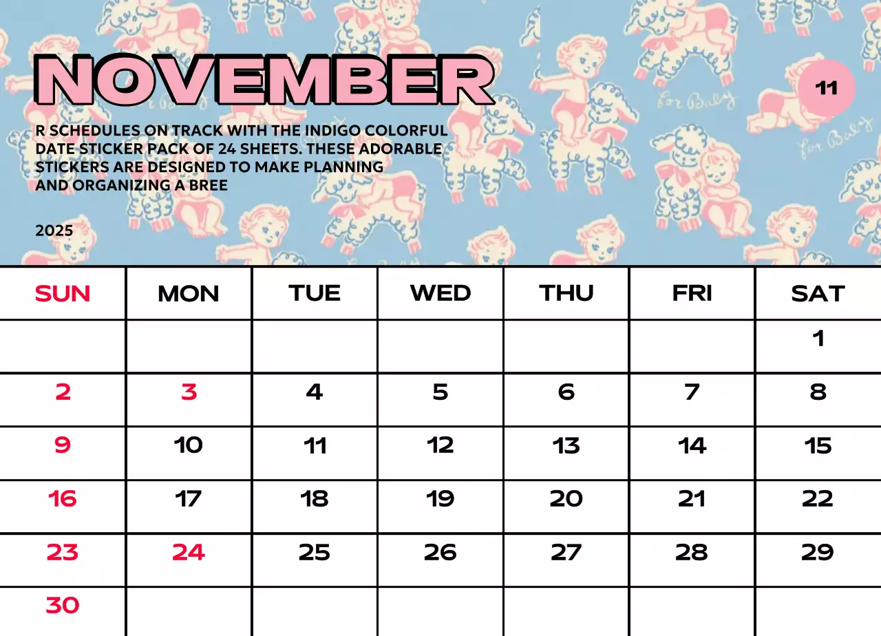 様々なレトロなイラストが描かれたカラフルなカレンダーカレンダー