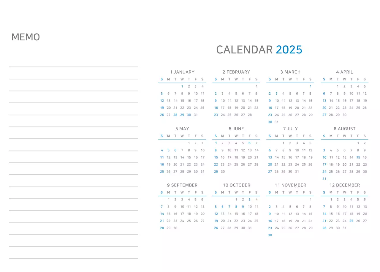 Kalender Biru Minimalis Promosi Perusahaan