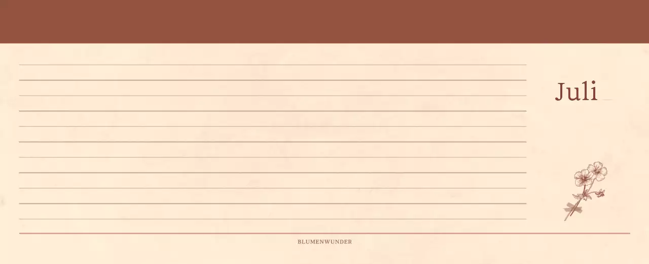 Ein sentimentaler Blumenkalender in hellbraunem und braunem Wollpapierkonzept